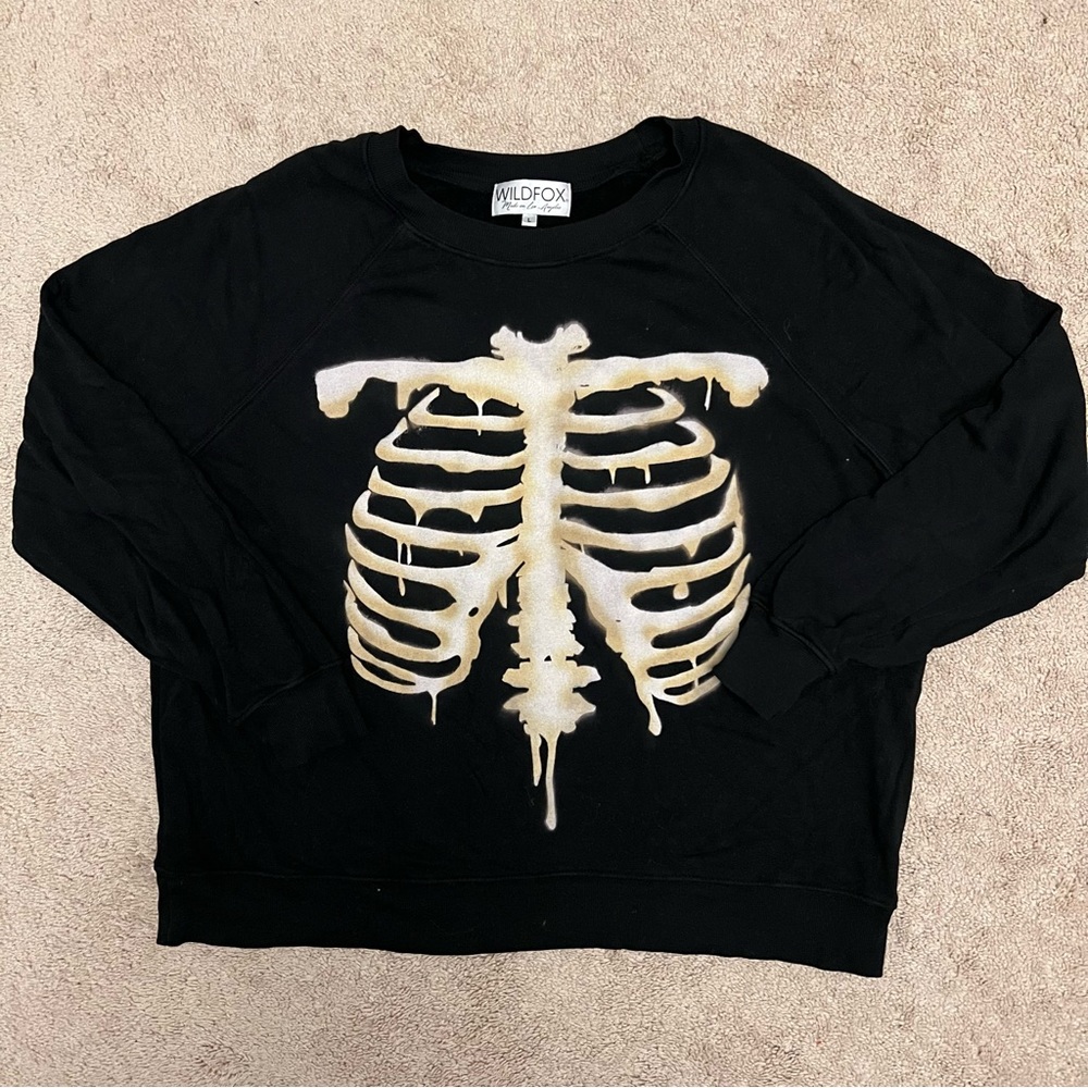 Wildfox Sommers sweatshirt size L bleached rib cage dye VGUC